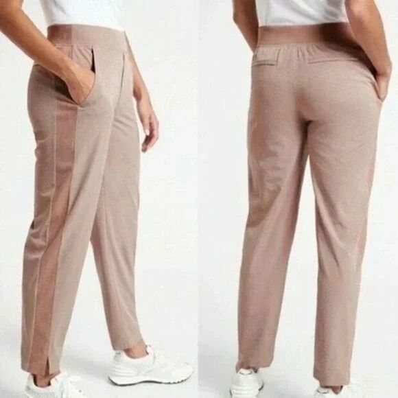 Athleta Pants - Athleta Brooklyn Mid Rise Textured Ankle Pants Women Size 24 Pink 982287